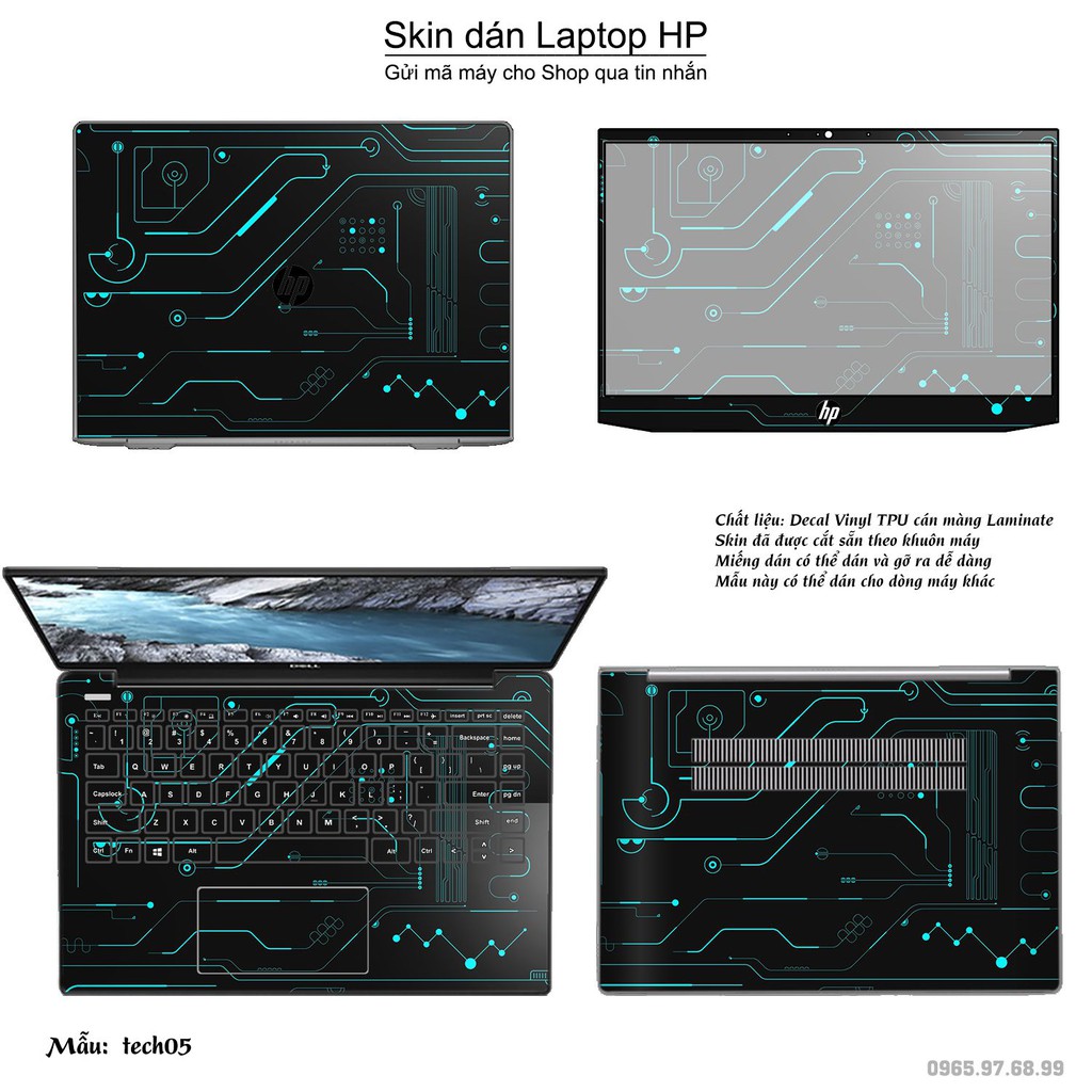 Skin dán Laptop HP in hình Công nghệ (inbox mã máy cho Shop)