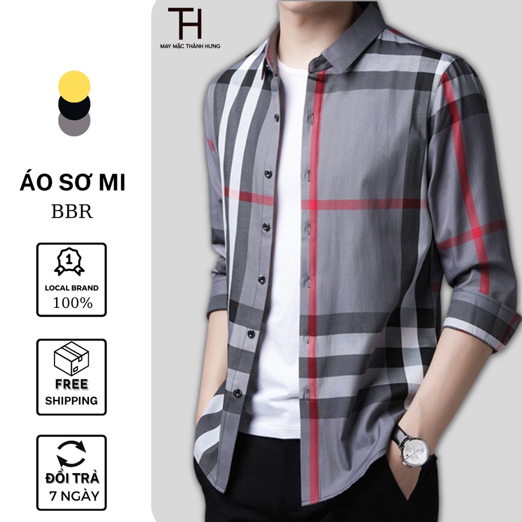 Áo sơ mi BATIR kẻ sọc BBR thời trang, áo sơ mi nam cao cấp nam tính kiểu dáng hàn quốc