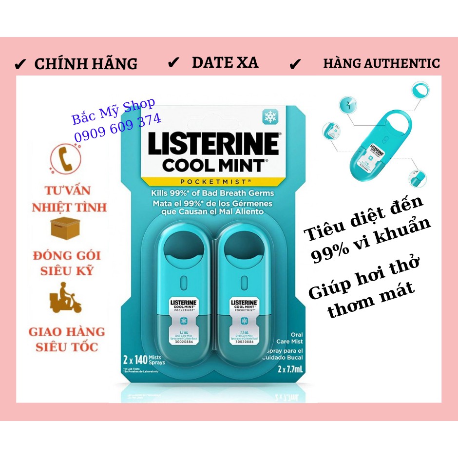 Combo 2 Xịt thơm miệng Listerine Pocketmist