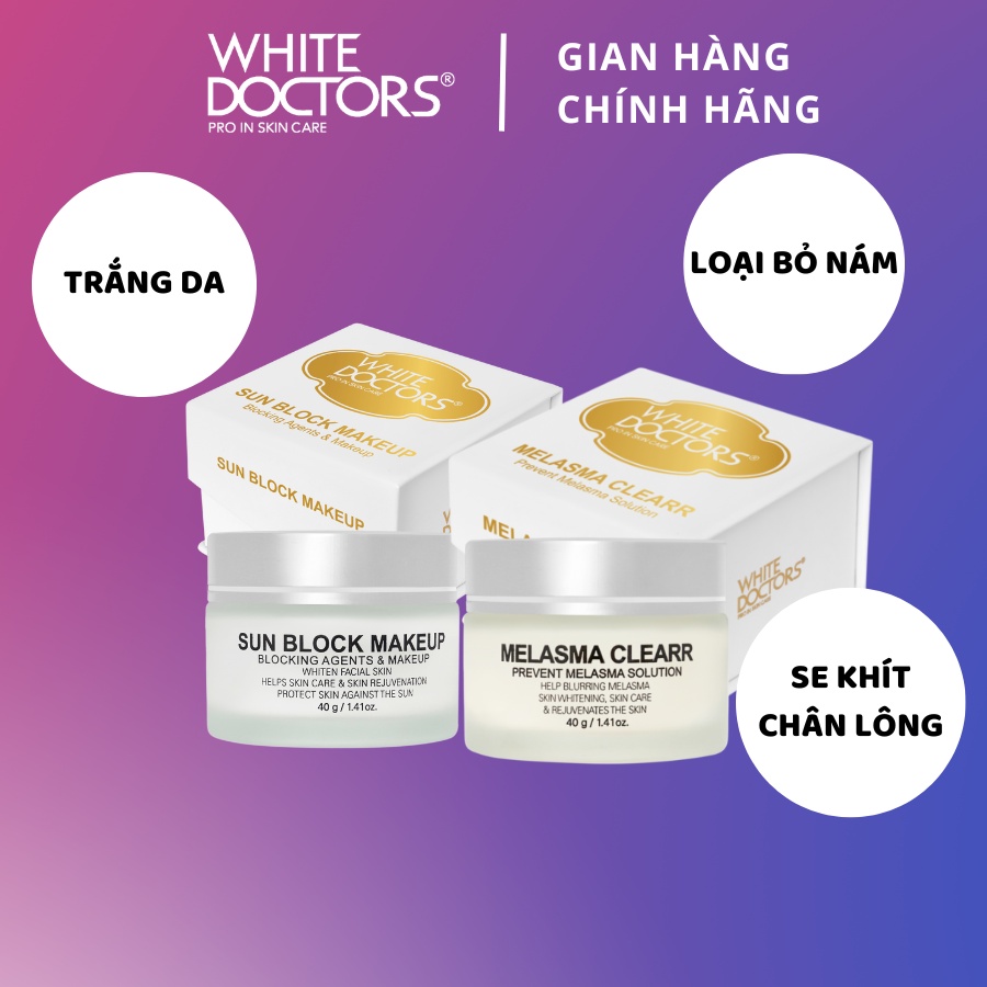Bộ đôi giảm nám da thể nhẹ White Doctors - Sun Block Makeup và Melasma Clearr