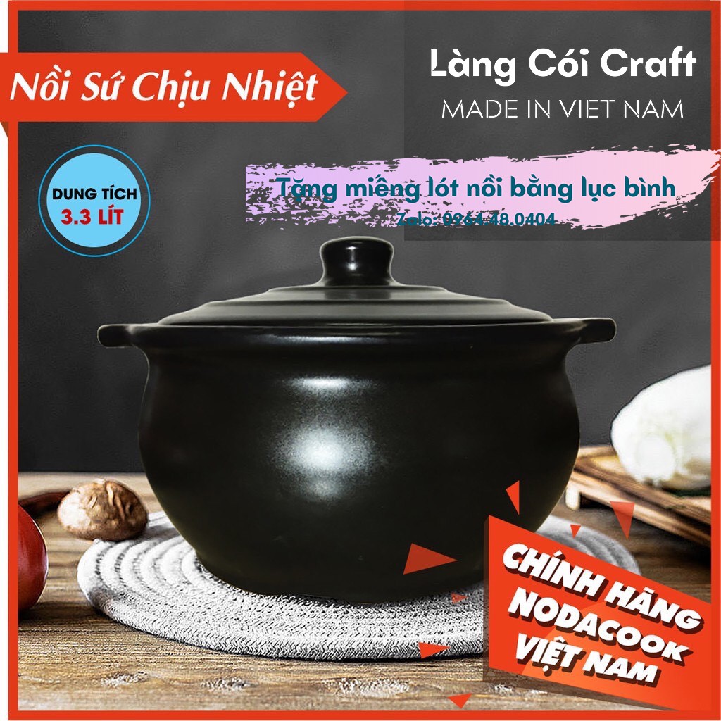 Nồi đất kho cá Nodacook 3L - Làng Cói Craft phân phối