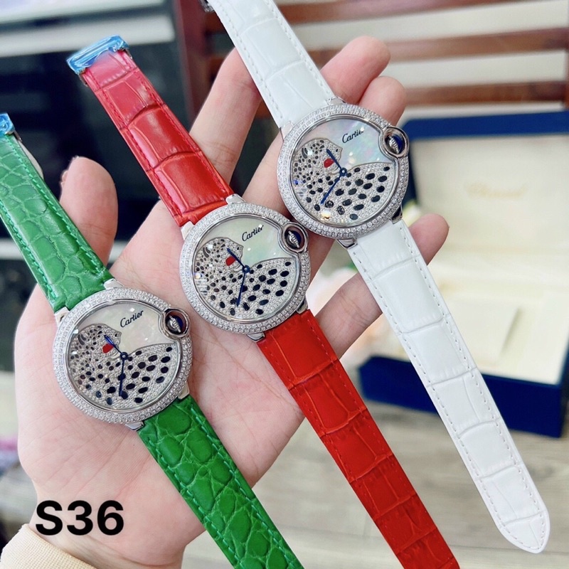 Đồng Hồ Cartier Đá Nữ - Case 36mm Máy Nhật Cao Cấp - Bảo hành 24 Tháng