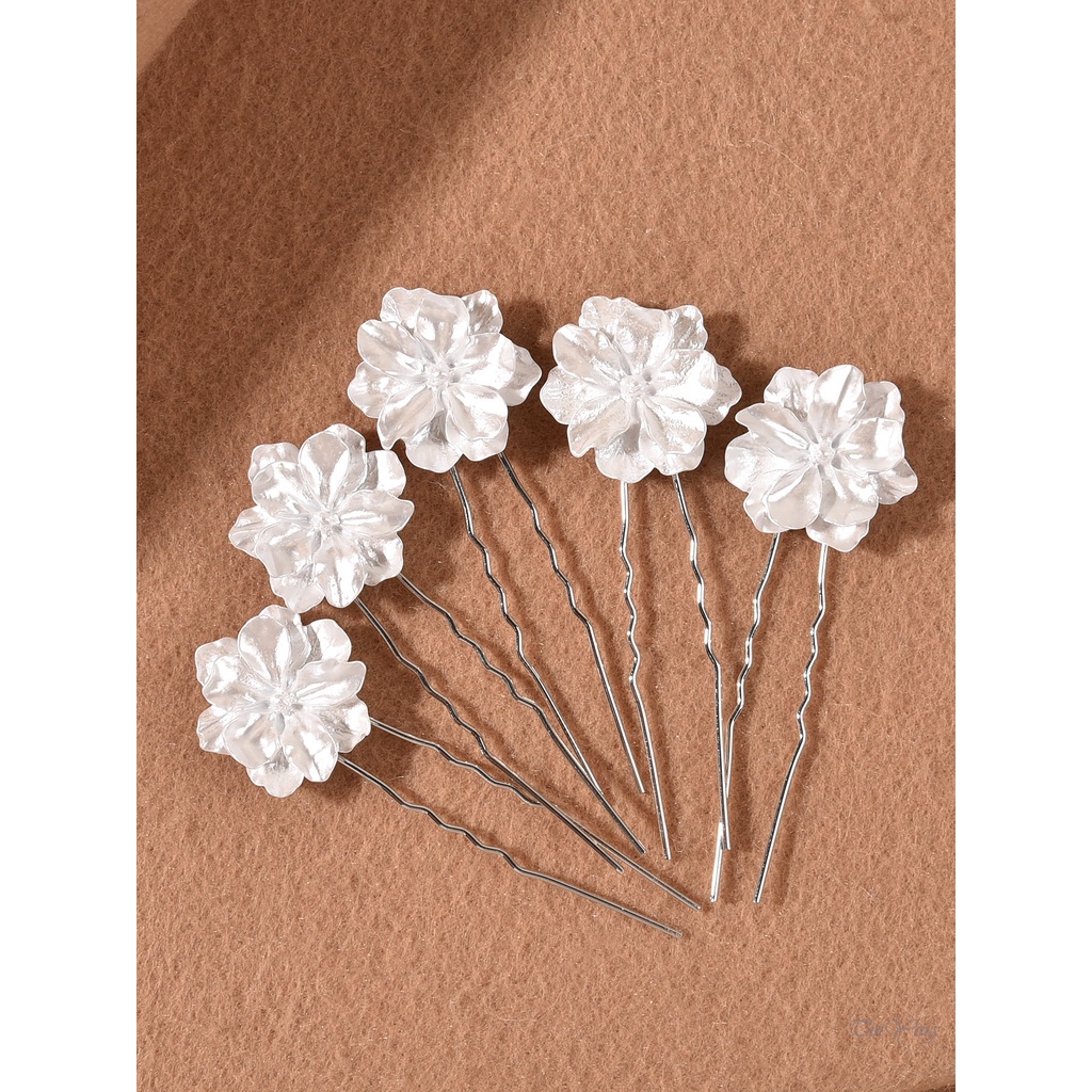 GETNOIVAS Trâm Cài Tóc Handmade Hình Chữ U Đính Hoa Màu Trắng Thanh Lịch Cho Nữ