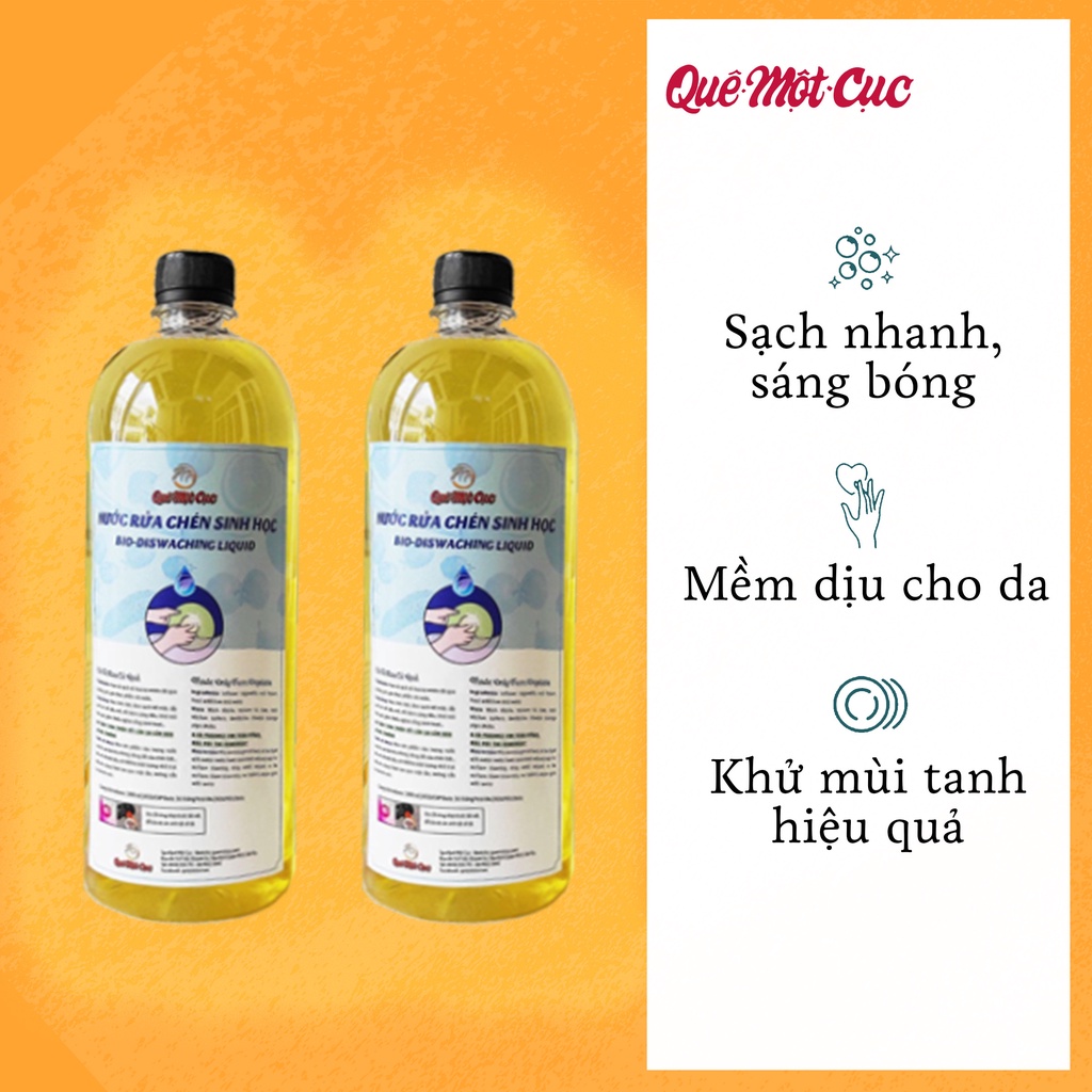 Nước rửa chén sinh học (có ưu đãi), nước rửa chén hữu cơ, Quê Một Cục, 1 lít