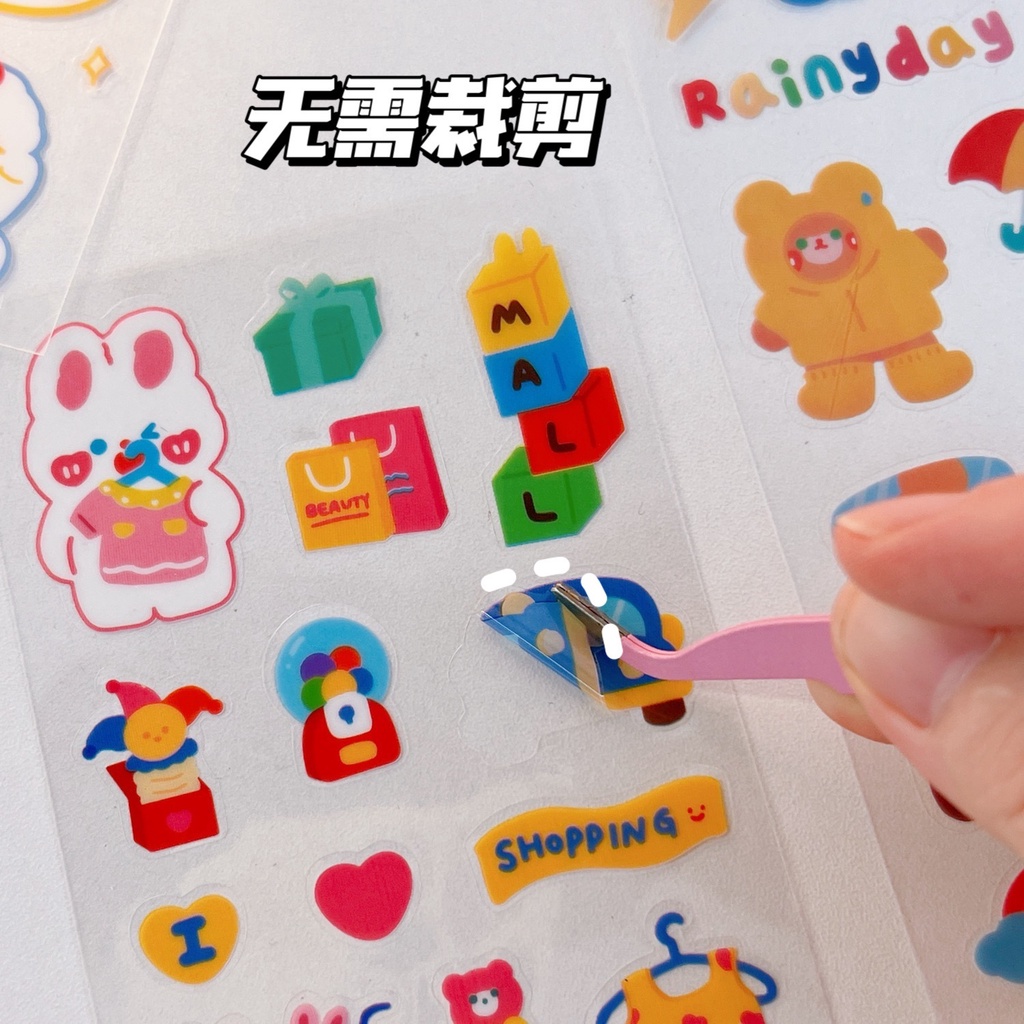 Set 10 Miếng Dán Hình Hoạt Hình Dễ Thương Trang Trí Cốc / laptop DIY