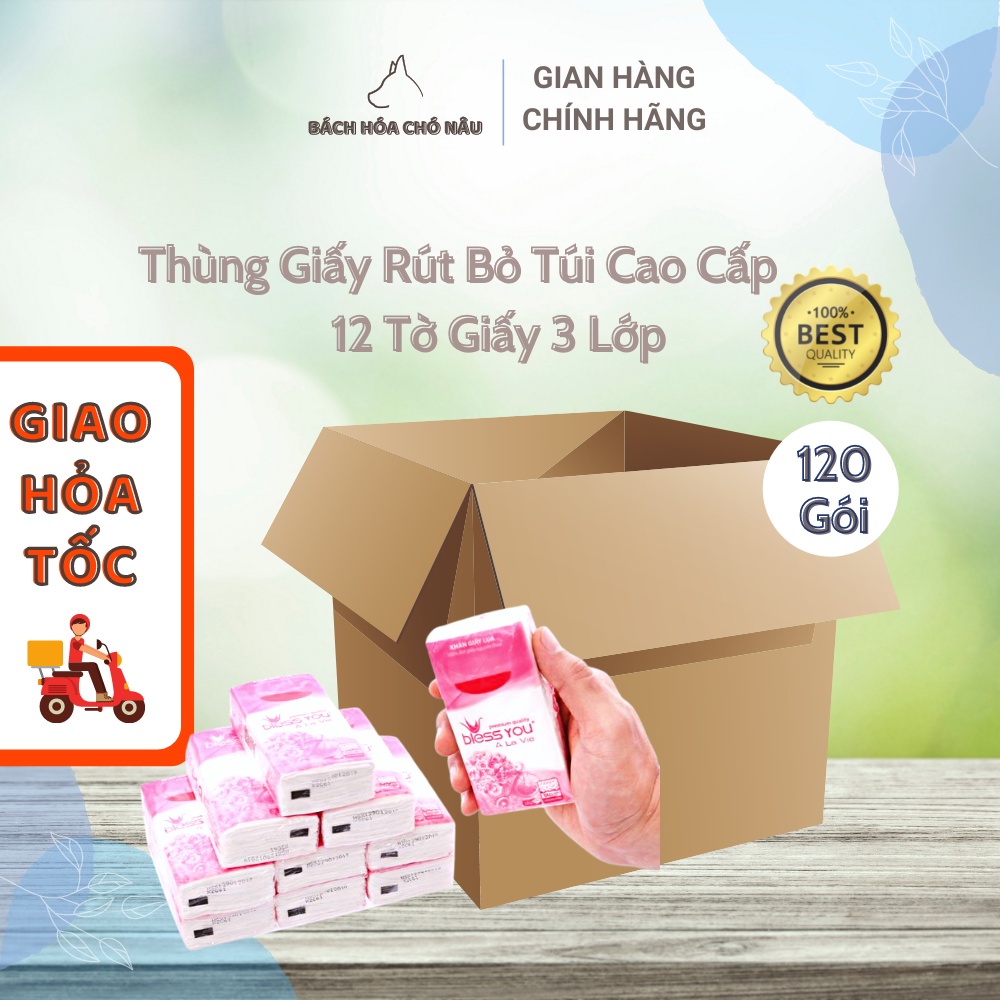 Thùng 120 Gói Giấy Lụa Bỏ Túi Bless You Bless You À La Vie 12 Tờ [ Giấy 3 Lớp Cao Cấp] [ Hàng Mới Chính Hãng]