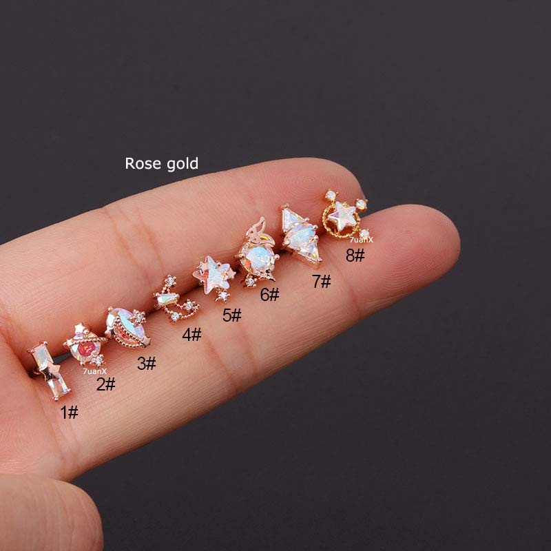 1 Chiếc khuyên tai hình mặt trăng ngôi sao 20g bằng thép không gỉ