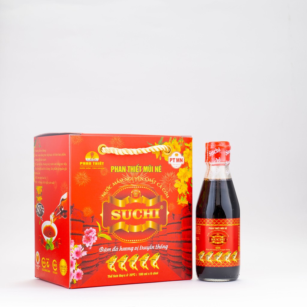 [BÁN CHẠY NHẤT]Hộp 6 Chai 180ml Nước mắm SUCHI 60N đạm sánh đặc thịt cá có Chỉ Dẫn Địa Lý,OCOP 4 Sao, đang bán Amazon Mỹ