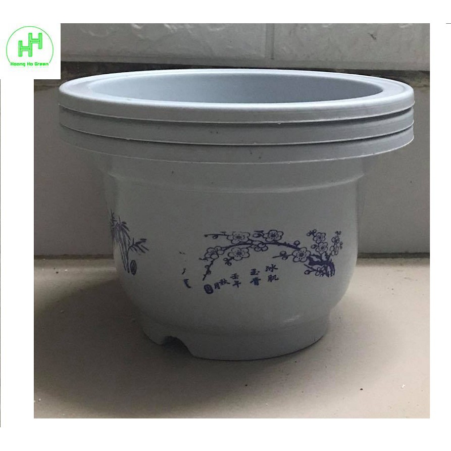 3 Chậu Nhựa Trồng Cây Hoa, Cây Cảnh Màu Trắng MiNi A200x130