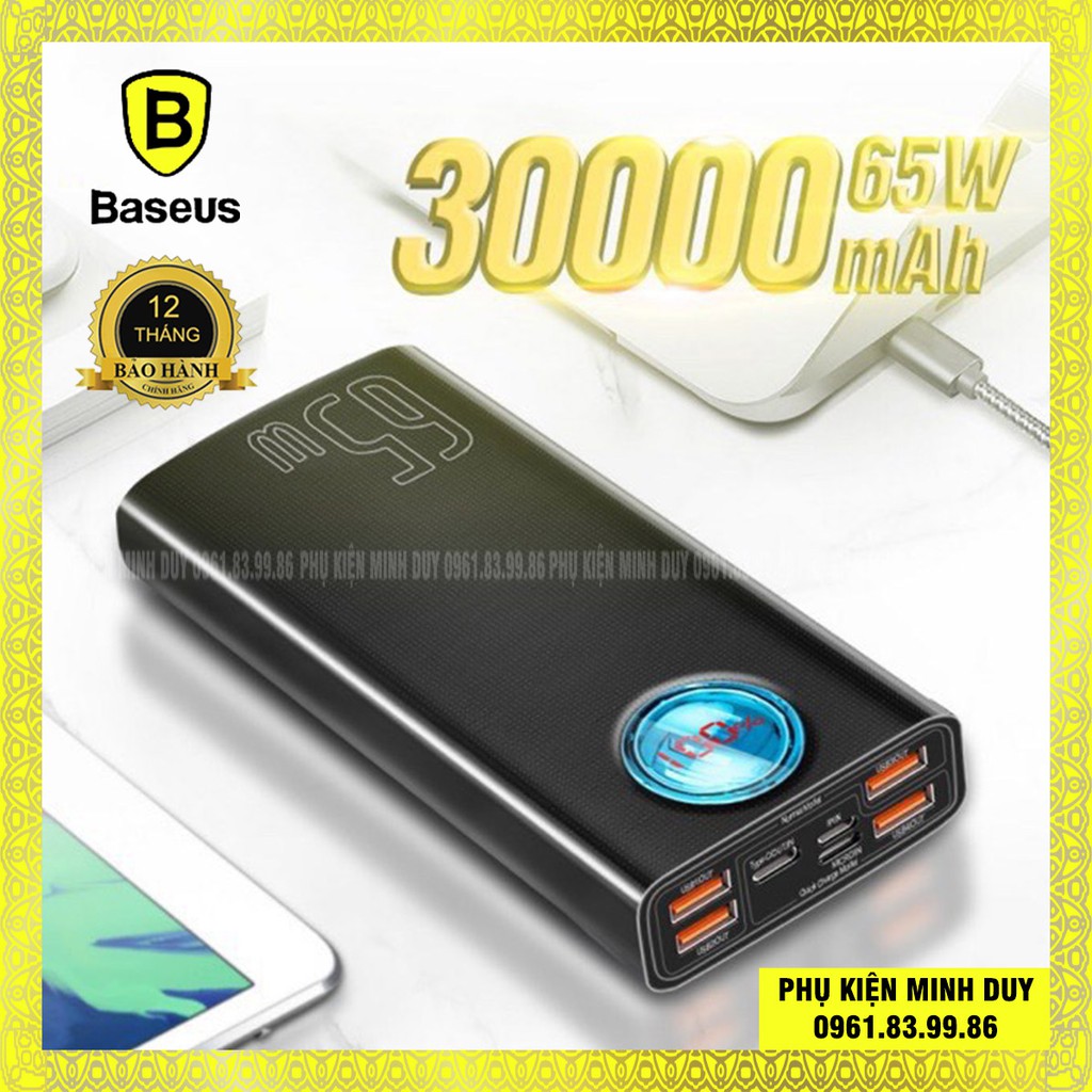 Pin sạc dự phòng công suất cao 65W 30.000mAh Baseus Amblight Digital Display Quick Charge Power Bank ❤