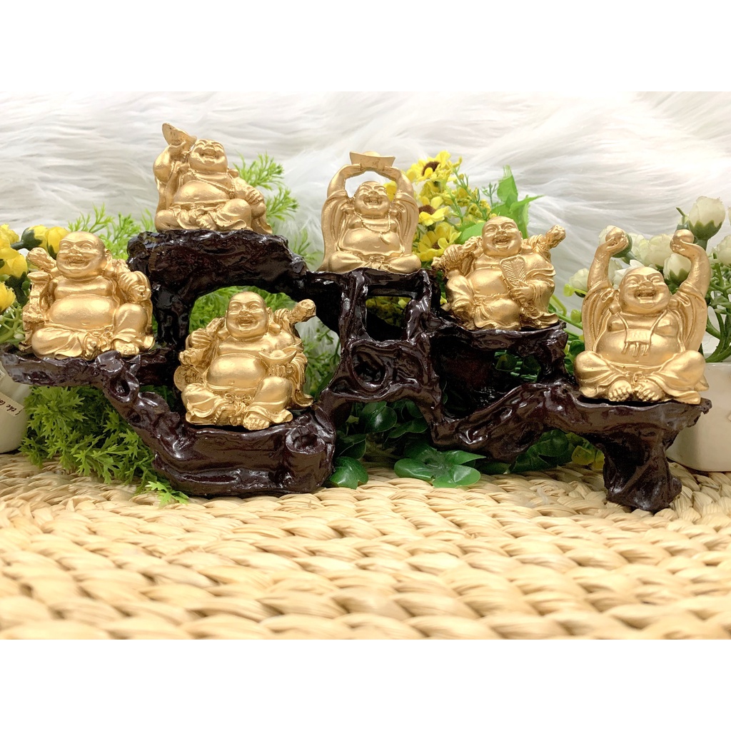 Bộ 6 Tượng Bồ Tát Di Lặc Hoan Hỉ kèm đế tượng 6 chân