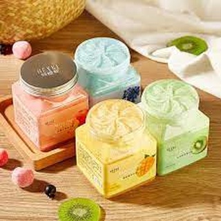 Tẩy da chết Heyxi chiết xuất từ hoa quả hũ 350g giúp da trắng sáng hộp vuông