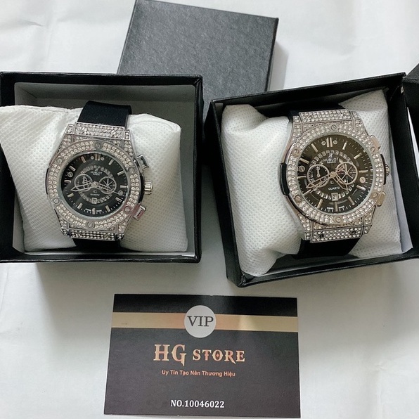 Đồng Hồ Cặp Đôi 6 Kim Đính Đá Cao Cấp Full Box và Thẻ BH 12 Tháng, Đồng Hồ Nam Nữ Siêu Cấp