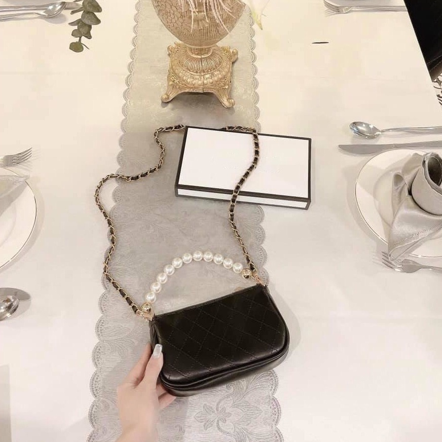 Túi Xách Nữ Đeo Chéo Dây Xích Quai Ngọc Thêu Chỉ Ô Trám Tiểu Thư Giá Rẻ M42