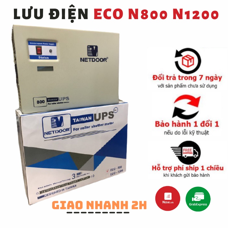 Lưu điện cửa cuốn , Bộ lưu điện UPS Netdoor ECO N800 N1200 Bảo hành 2 năm