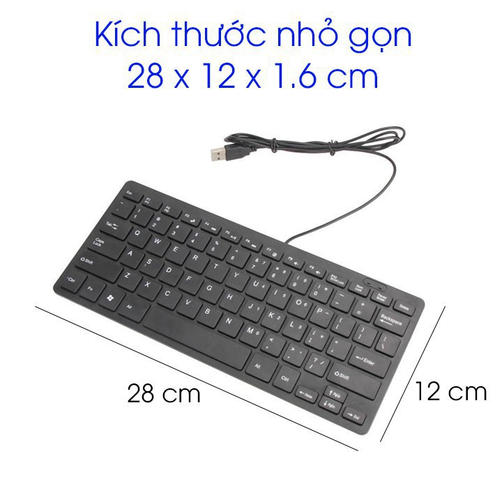 Bàn phím mini K1000 kết nối cổng usb dành cho máy tính, laptop, tương thích mọi hệ điều hành