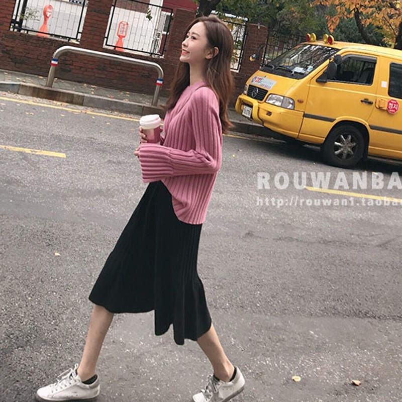 Set Áo Dài Tay + Chân Váy Xinh Xắn Thời Trang Dành Cho Nữ 👗👗Bộ Áo Dài Tay + Chân Váy Đen Xinh Xắn Dành Cho Nữ