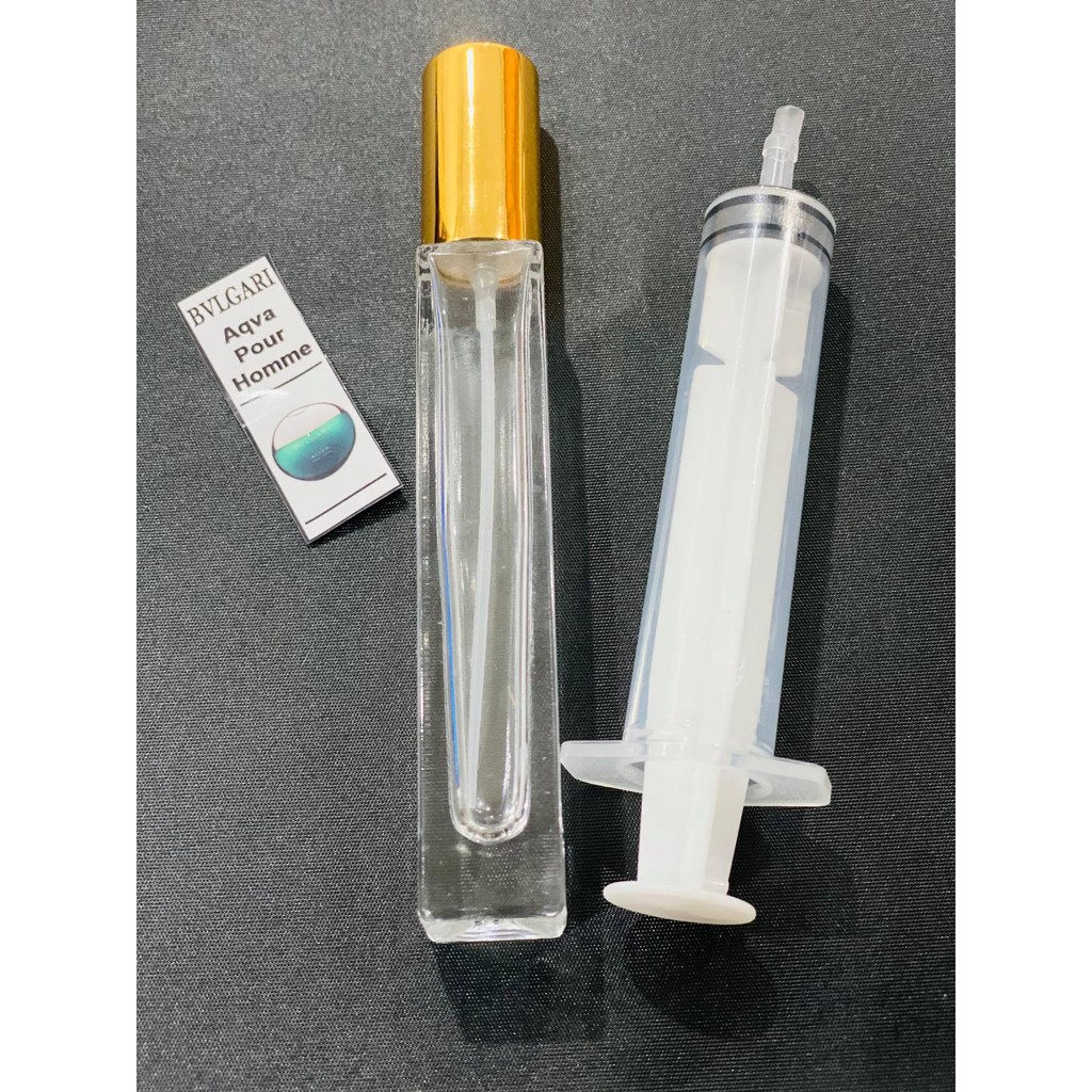 Combo chai chiết, tem dán và ống xilanh chiết nước hoa 10ml