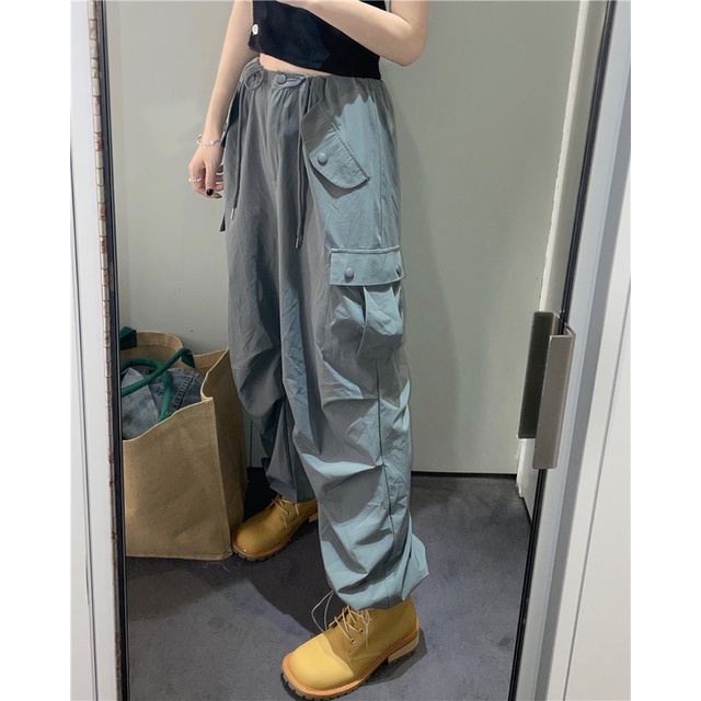 Quần gió cạp thấp thắt dây