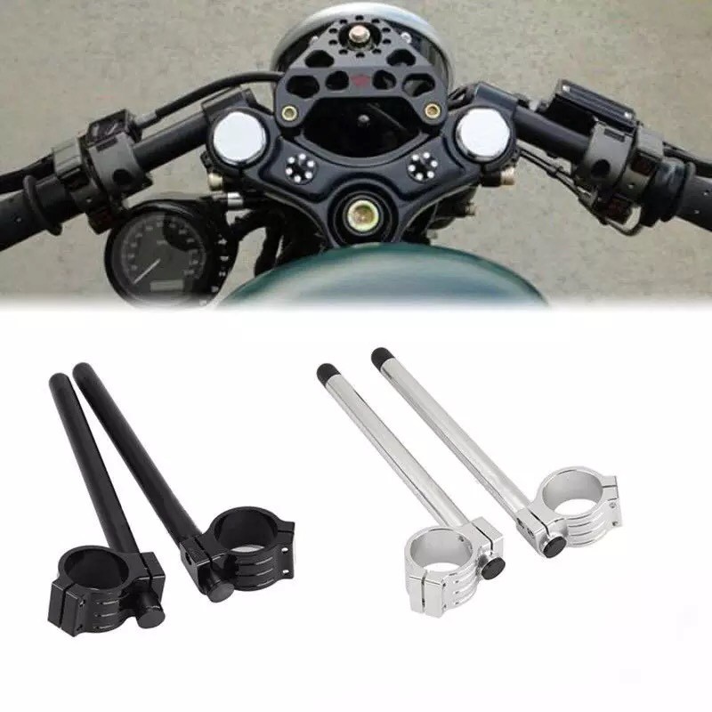 Ghi đông clip-on độ Cafe racer nhôm CNC Nguyên khối 45mm lắp cho thụt USD