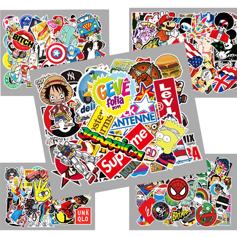set 50 sticker mix các thương hiệu dán máy tính, điện thoại,lap top, sticker dán mũ bảo hiểm, valy phong cách