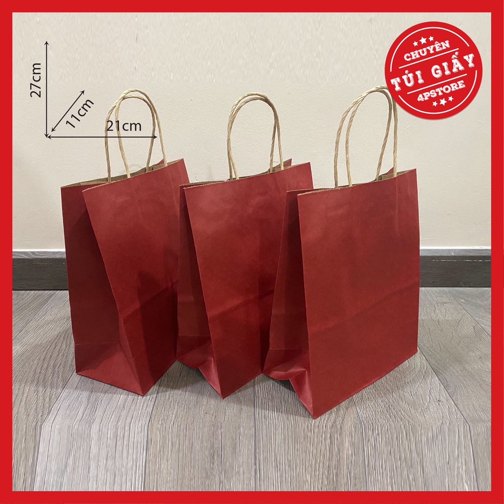 10 TÚI GIẤY KRAFT ĐỎ 2 SIZE 16x23x7.5cm - 21x27x11cm