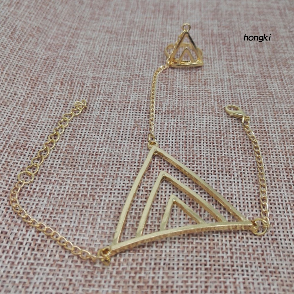 Vòng Tay Kết Hợp Nhẫn Hình Tam Giác Thời Trang Cho Nữ