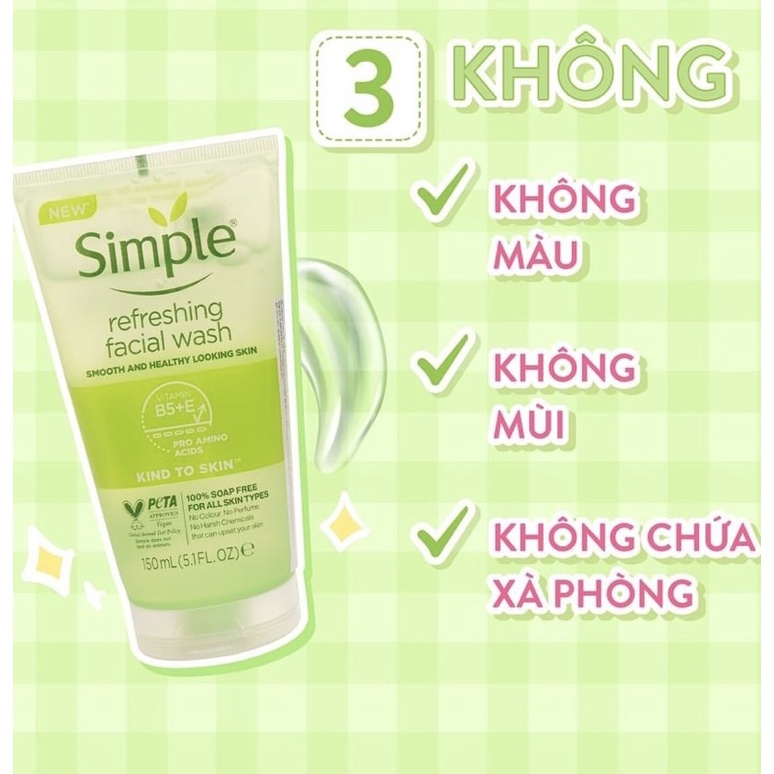 Sữa rửa mặt Simple Refreshing Facial Wash Gel