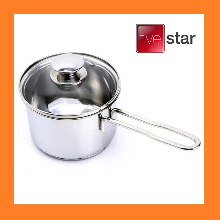 [ Nấu bếp điện từ ] quánh nấu cháo Fivestar 16cm Inox 3 đáy - nồi nấu bột 20cm Tân Hợp Thành Inox 430 nắp kính cường lực