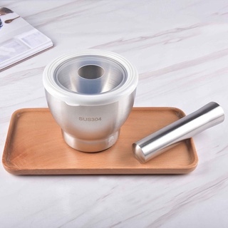 Bộ chày cối inox SUS304 kèm nắp nhựa, chân đế có cao su siêu êm