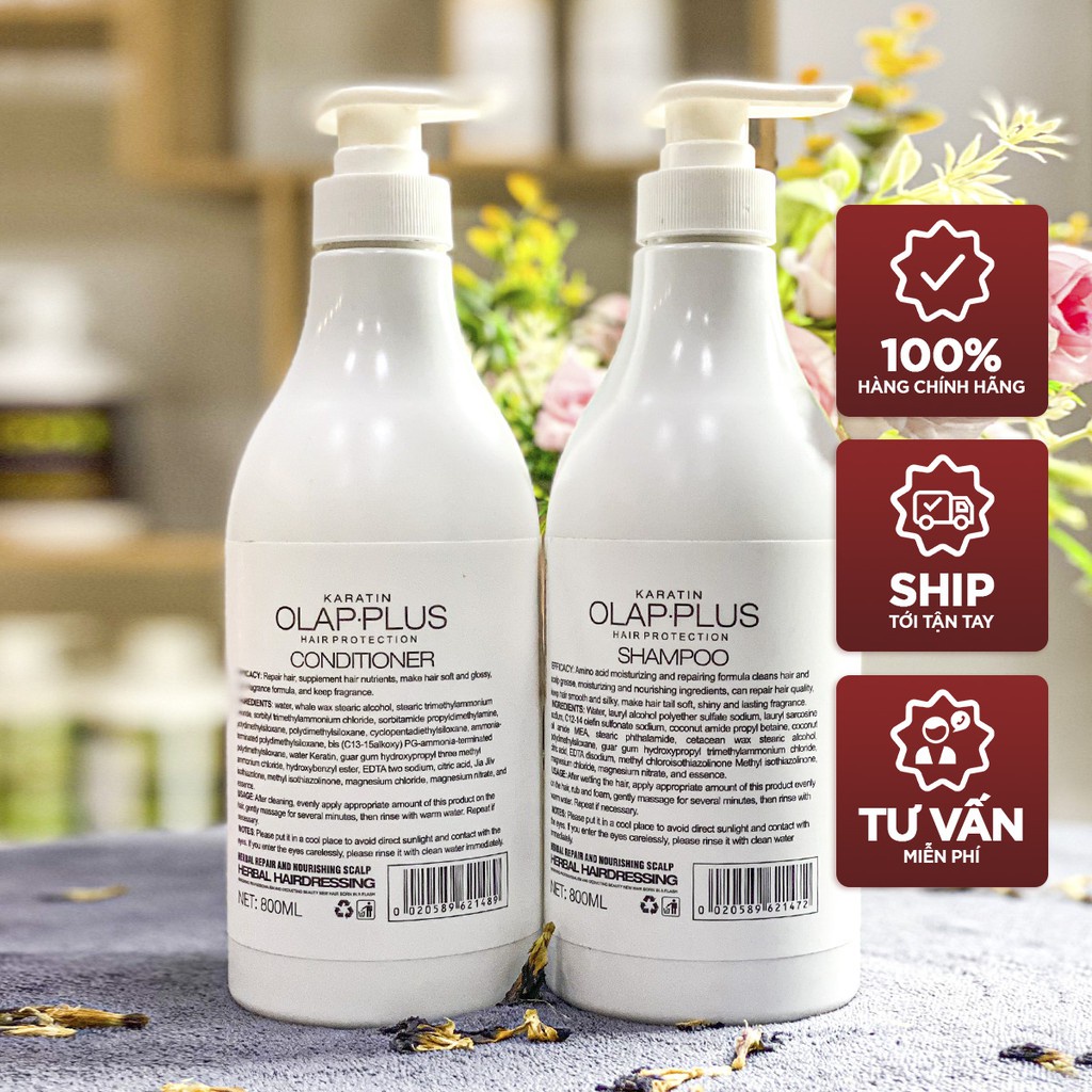 CẶP DẦU GỘI - XẢ OLAP.PLUS SIÊU MỀM MƯỢT 800ml