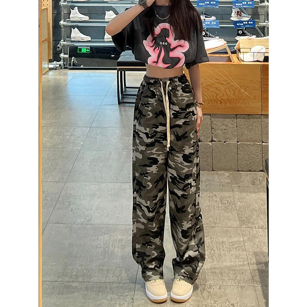 「 WELOVE1 」Quần Dài Ống Đứng Lưng Cao Phối Màu Tương Phản Phong Cách Hip Hop Thời Trang Mùa Hè Cho Nữ