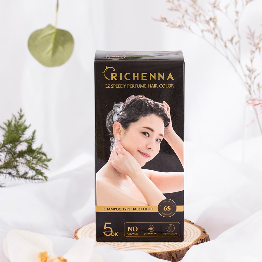 Thuốc nhuộm tóc phủ bạc dạng dầu gội Richenna EZ Speedy Perfume Hàn Quốc 60G