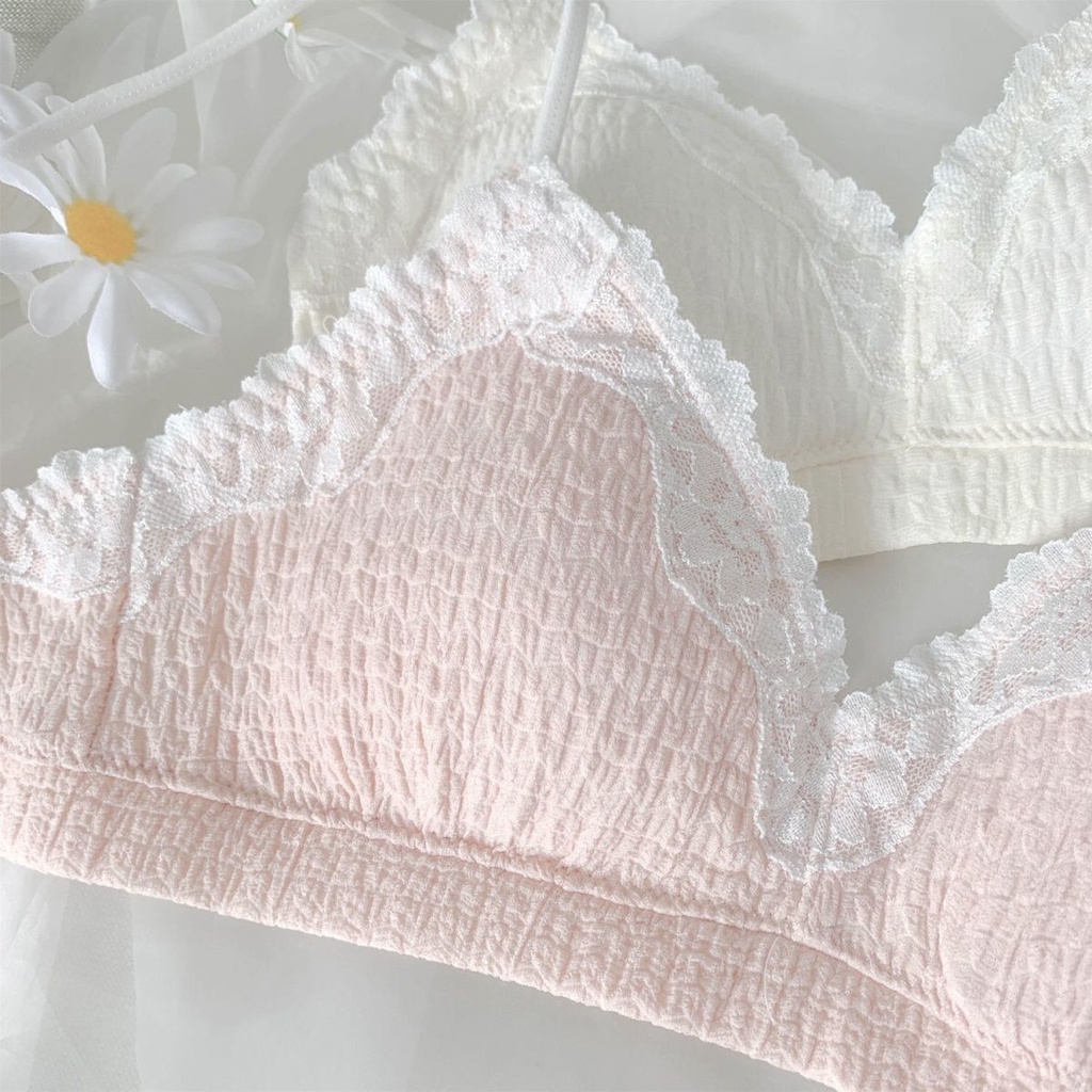 Jiashucheng Áo Ngực Tam Giác Nhỏ Màu Trơn Mỏng Không Gọng Thép Không Gọng Thép Màu Trơn Phong Cách Mới Cho Nữ Sinh