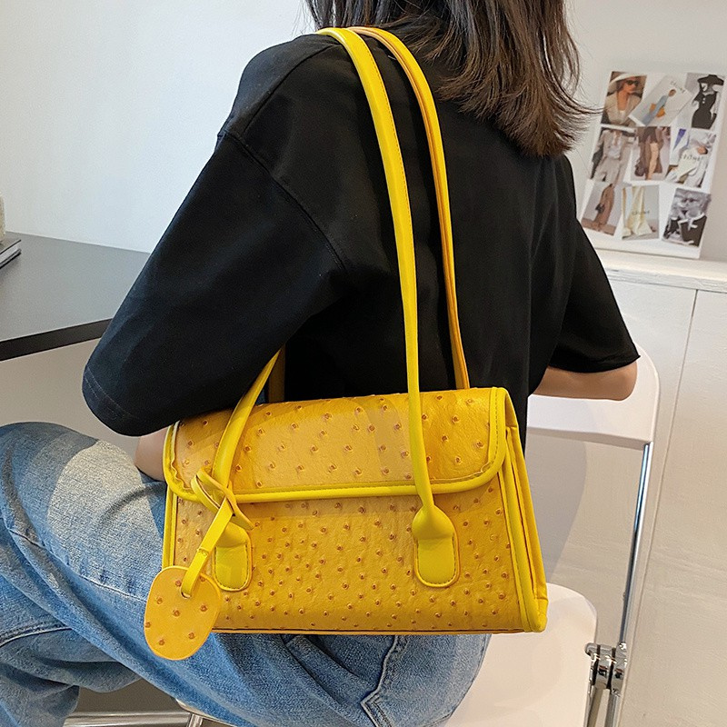 Fashion2021Small Women Bag Red Square Bag Shoulder Net Western Style Fashion New Simple and Versatile Underarm Summer Bag OrJc