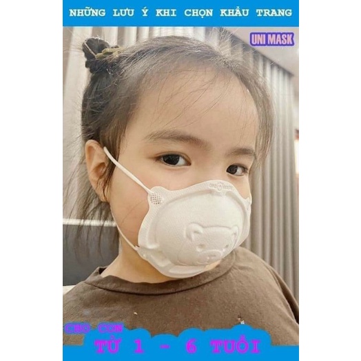 Set 3 Chiếc Khẩu Trang Gấu 3D UNI MASK Cho Bé 0-3 tuổi - Khẩu Trang Cho Trẻ Sơ Sinh Kháng Khuẩn - TIÊU CHUẨN NHẬT BẢN