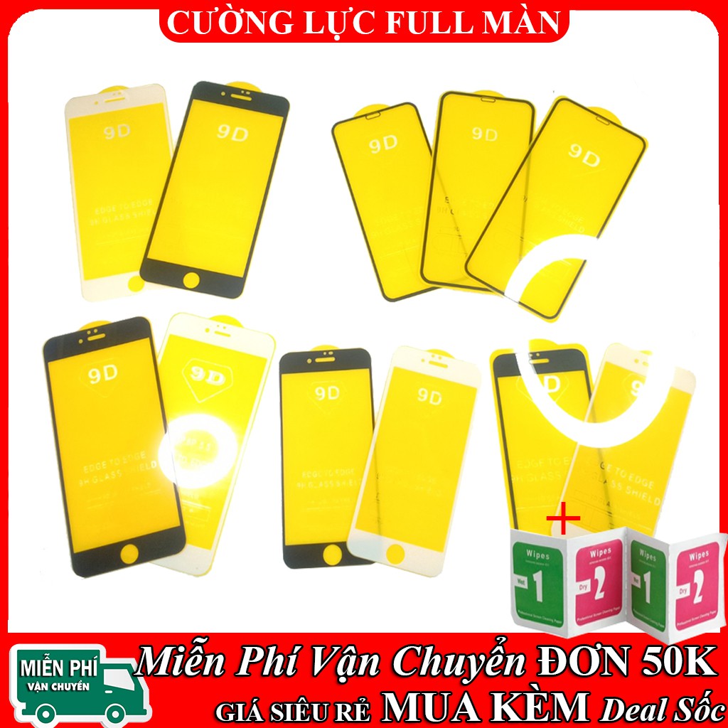 Kính cường lực iphone 14 Pro max 13 Pro max 12 Pro max 6s Plus 7 plus 8 Plus Xr Xs Xs max 11 Pro max Full Màn Kính [9D]