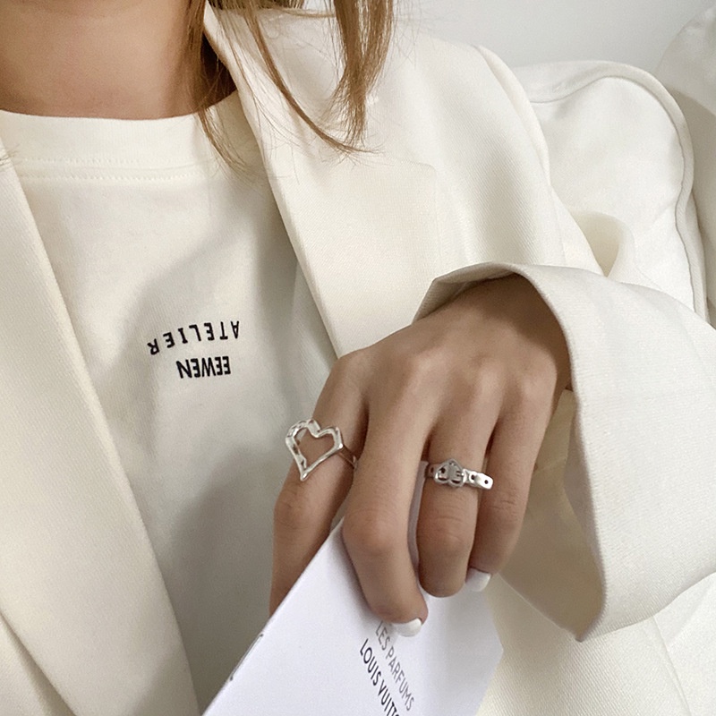 Nhẫn Đeo Thắt Lưng Hình Trái Tim Màu Bạc Thiết Kế Đục Lỗ Thanh Lịch Thời Trang Cho Nữ