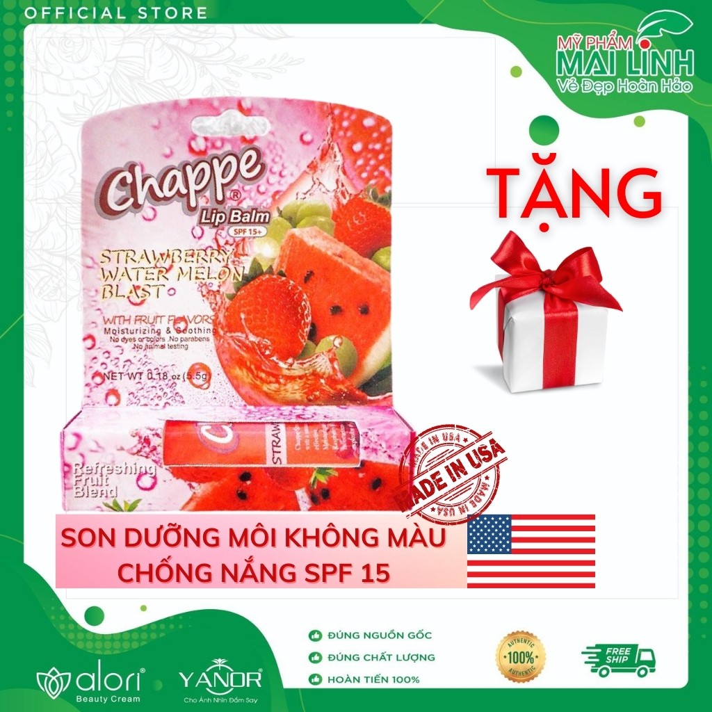 [Bán Đợt Cuối - Son Mỹ - Deal 0 Đồng] Son Dưỡng Môi, Son Dưỡng Không Màu Chống Khô Môi LIP BALM CHAPPE SPF15 Chính Hãng | BigBuy360 - bigbuy360.vn