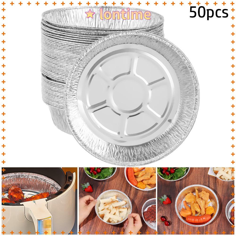 Set 50 khay lá nhôm tròn chống dính dùng một lần cho nồi chiên không dầu đa năng chất lượng cao