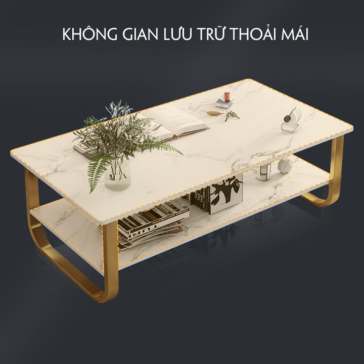 BÀN TRÀ HOA VĂN ĐÁ CẨM THẠCH - BÀN SOFA PHÒNG KHÁCH CHÂN SẮT HÌNH CHỮ NHẬT