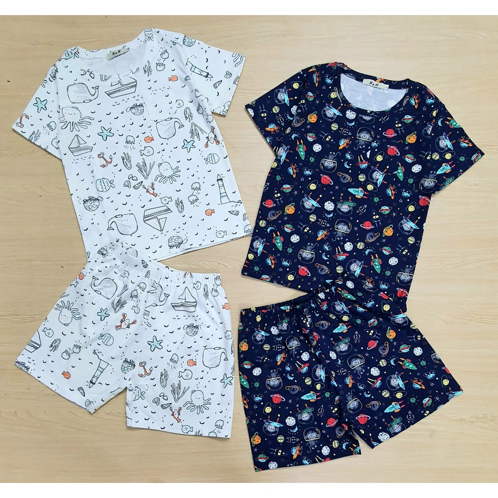 Bộ quần áo cộc tay cho bé trai size Đại 20kg đến 40kg chất thun cotton, in họa tiết cho bé trai - STMD