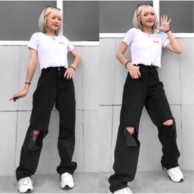Quần Jean Rách Gối Col Unisex
