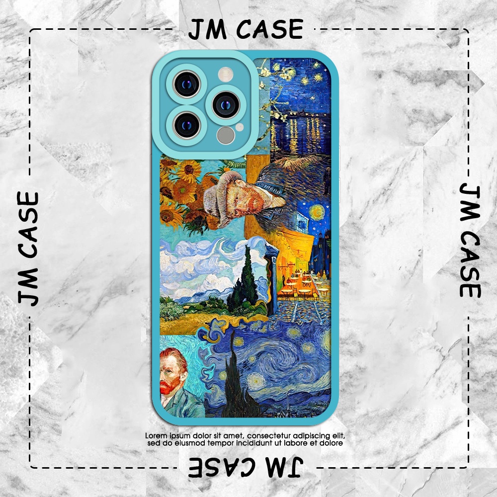 Ốp lưng iphone cạnh vuông JM CASE Vincent Van Gogh phong cách collage cổ điển 6/6pl/6s/6spl/7/7pl/8/8pl/x/xs/11/12/13/