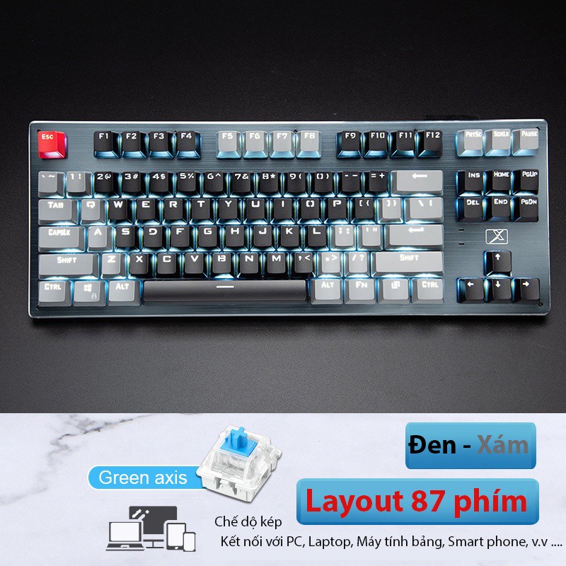 Bàn phím cơ Latope bàn phím máy tính chơi game không dây Blutooth Led Trắng K950