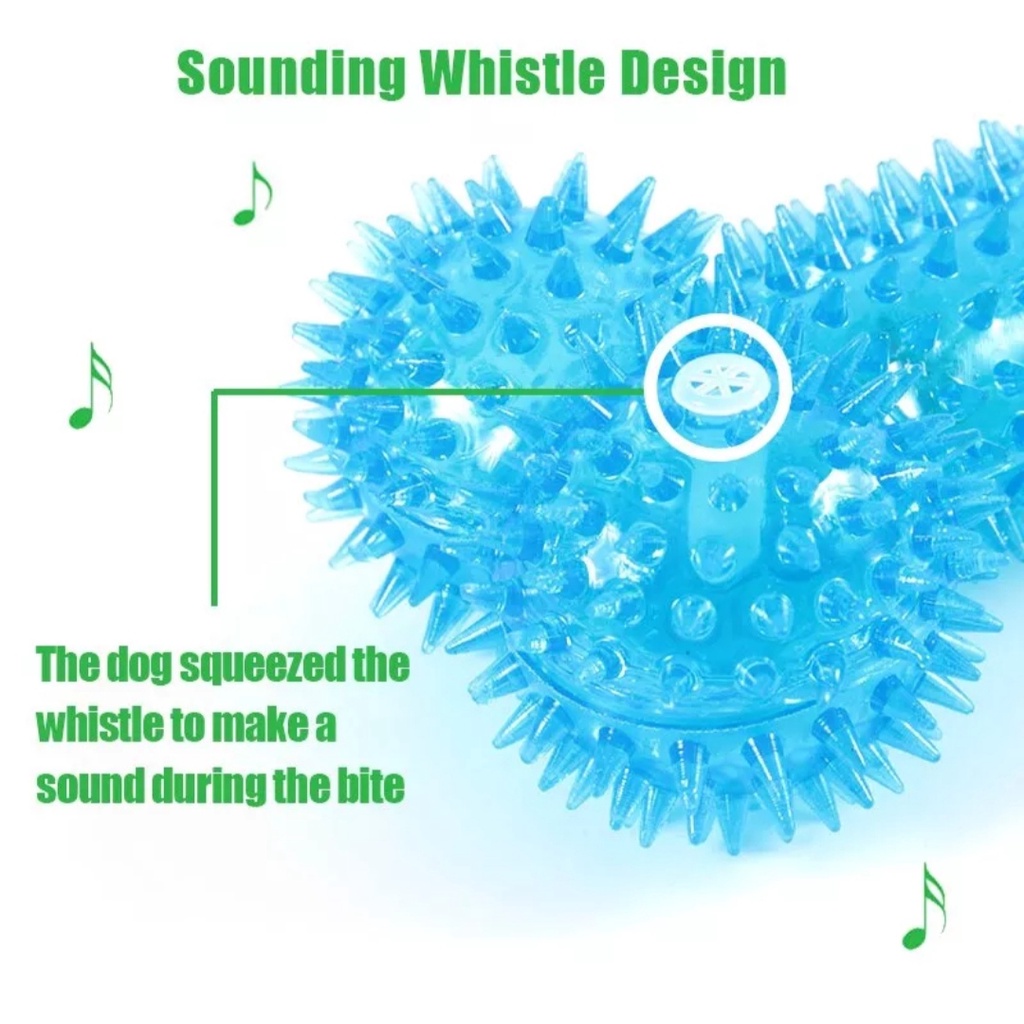 Đồ chơi chó mèo hình xương silicon - Đồ chơi gặm cho chó mèo hình xương tạ gai có kèn kêu