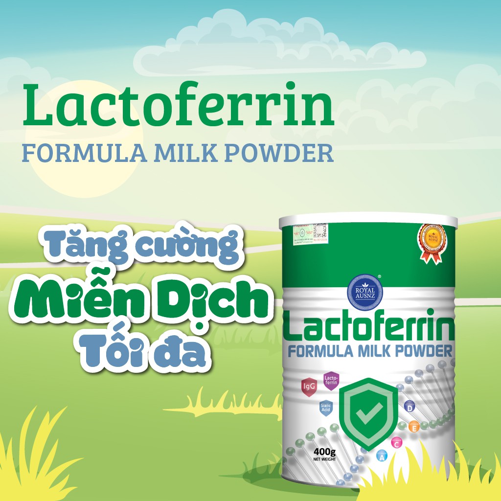 Sữa Bột Hoàng Gia Úc Lactoferrin Formula Milk Powder ROYAL AUSNZ Tăng Cường Miễn Dịch Và Sức Đề Kháng 400g