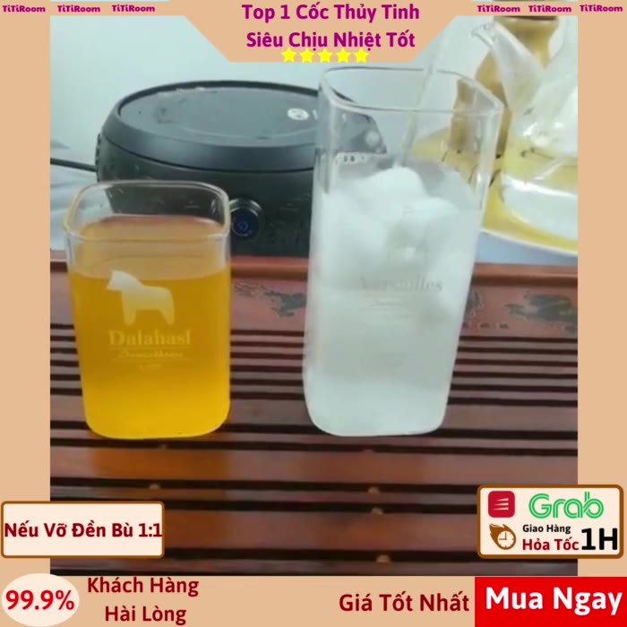 Cốc thủy tinh sạch vuông trong suốt dễ thương chịu nhiệt cao dùng pha cà phê, Ly thủy tinh uống sinh tố titiroom | BigBuy360 - bigbuy360.vn