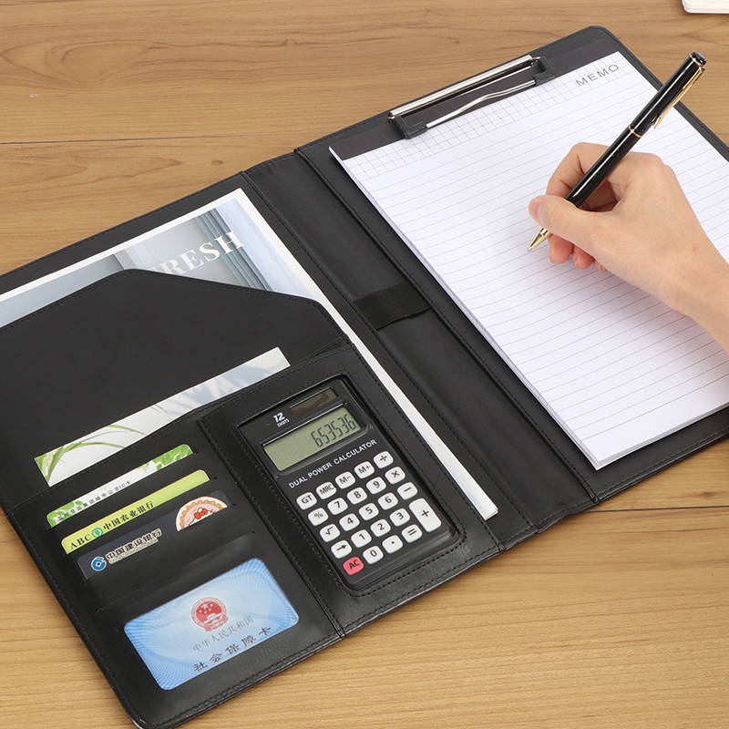 Ღツ Ngăn Chặn Tệp Tài Liệu A4 Bìa Da Kẹp Hồ Sơ Văn Phòng Làm Sạch Dữ Liệu Đa Năng Cho Văn Phòng