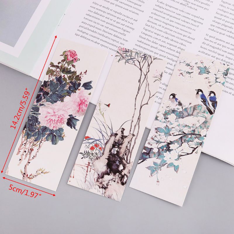 RAN 30pcs Flowers Birds Bookmarks Paper Page Notes Label Message Card Book Marker School Supplies Stationery